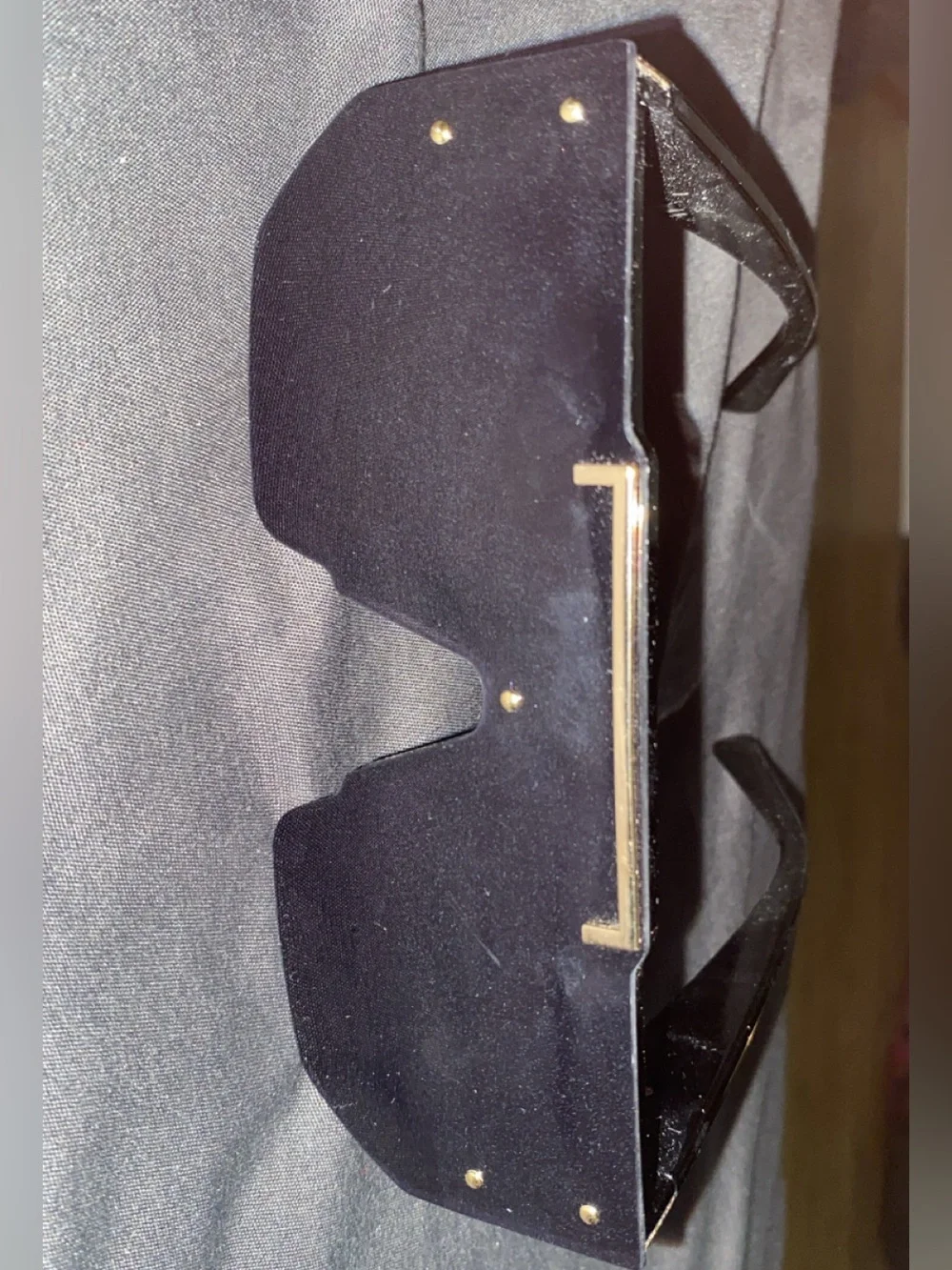 Versace Black Shield Sunglasses with Gold Trim